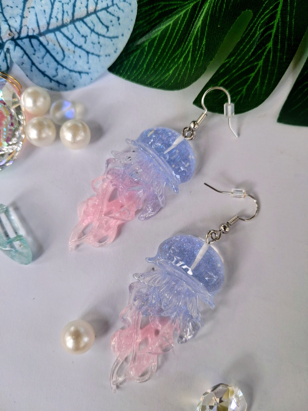 Glow In The Dark Jellyfish Drop Earrings for Kids - Blue & Pink